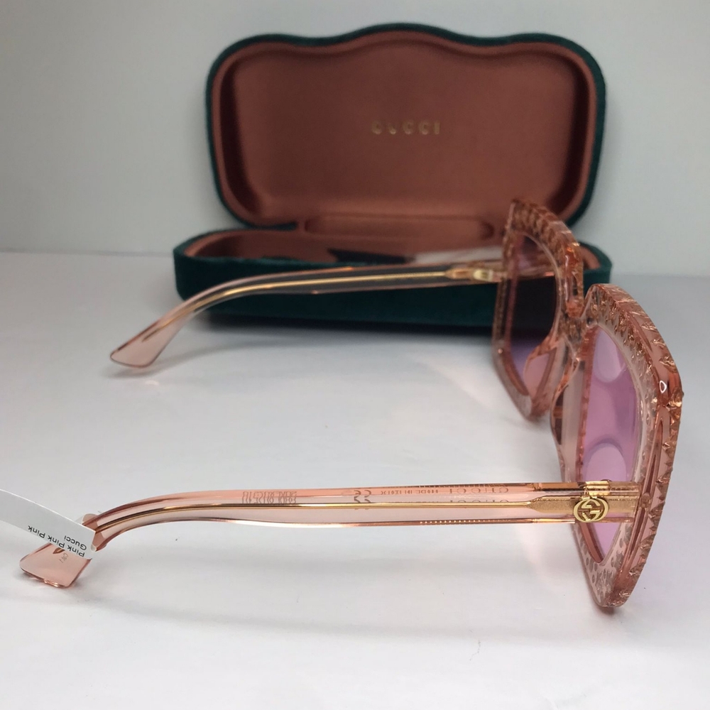 💯 Original GUCCI GG0148S 007 53 GG0148 53 mm Pink Sunglasses - Picture 13 of 13